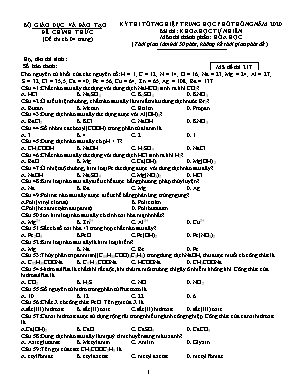 Kỳ thi tốt nghiệp Trung học phổ thông năm 2020 môn Hóa học (Mã đề thi 217)